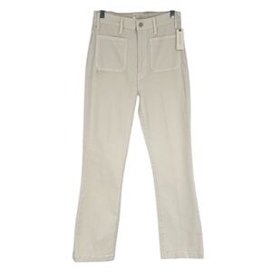 Mother The Hustler Patch Pocket Flood Straight Leg Jeans in Cream Puff 30 NWT